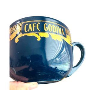 Cafe Godiva Blue and Gold Ceramic Mug by California Pantry EUC